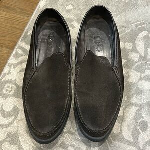 men's brown tod's suede loafers